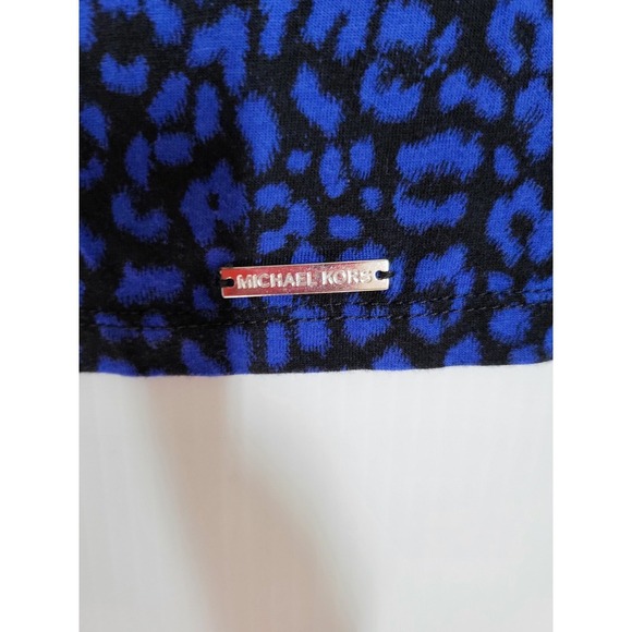 Michael Kors Cold Shoulder Top Animal Print Long Sleeve Blouse L - Picture 7 of 8